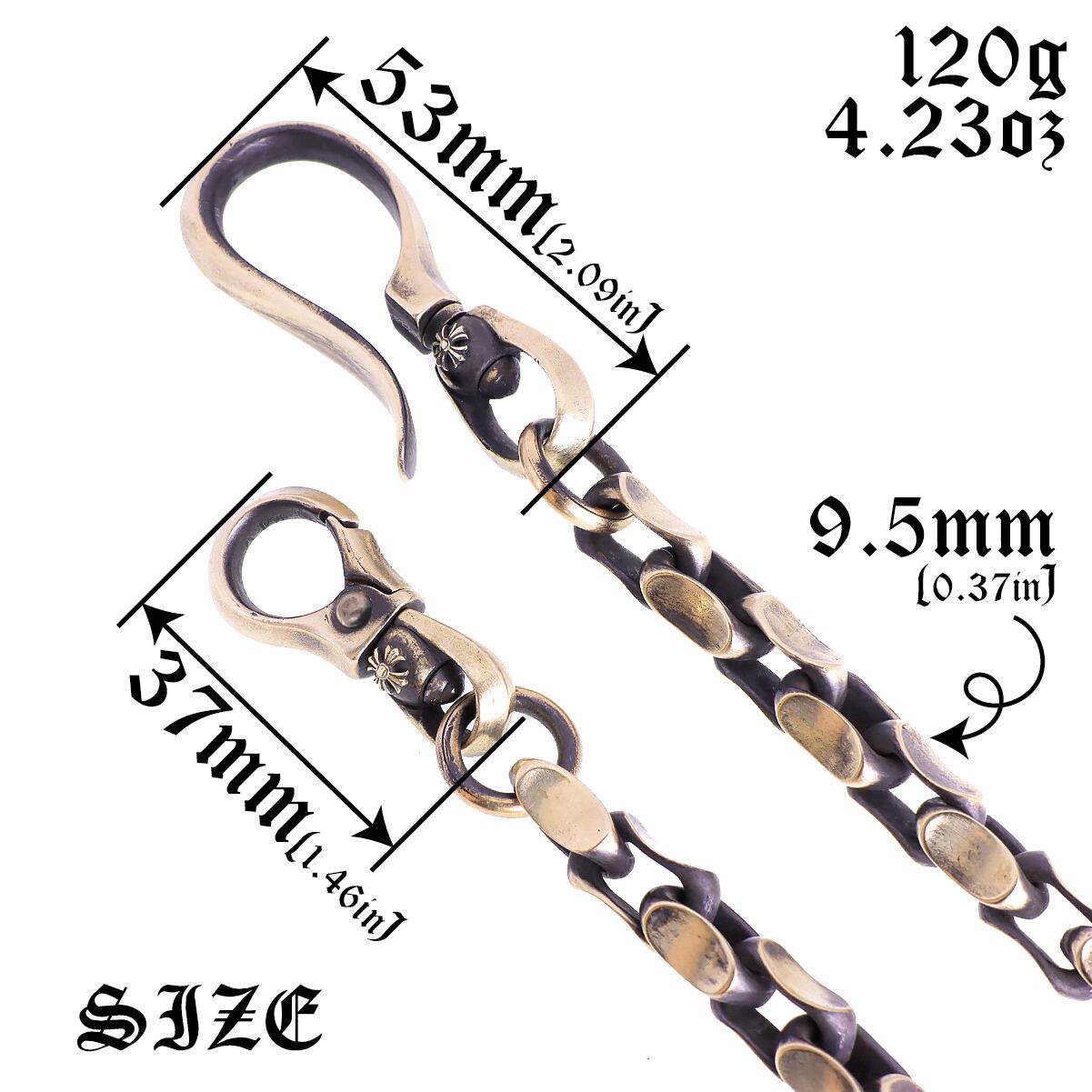 真鍮 ブラス ウォレットチェーン アズキチェンリンク仕様 CIEL CRAFT