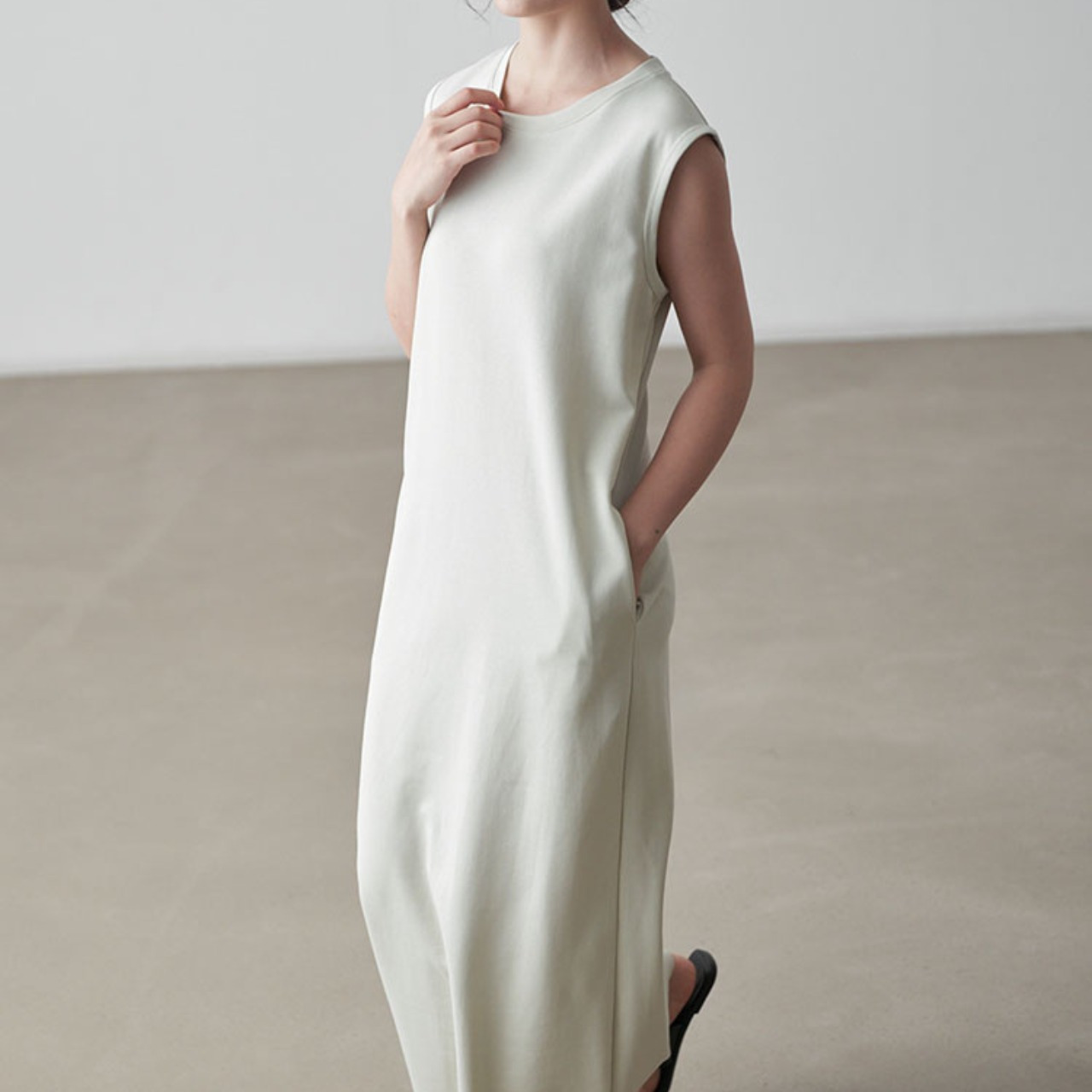 Cotton Long Sleeveless A-Line Dress  T5075