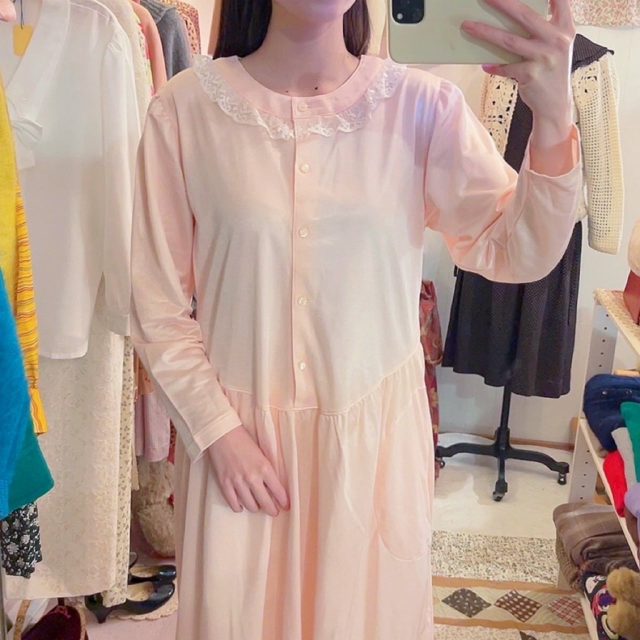 frill lace pink neglige one-piece