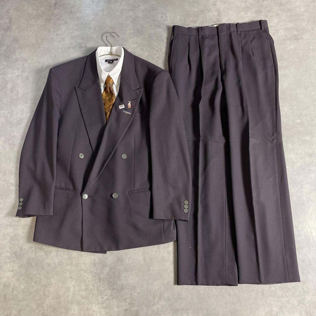 90s vintage スーツ ダブル セットアップ ピンズ vol.43 紫白