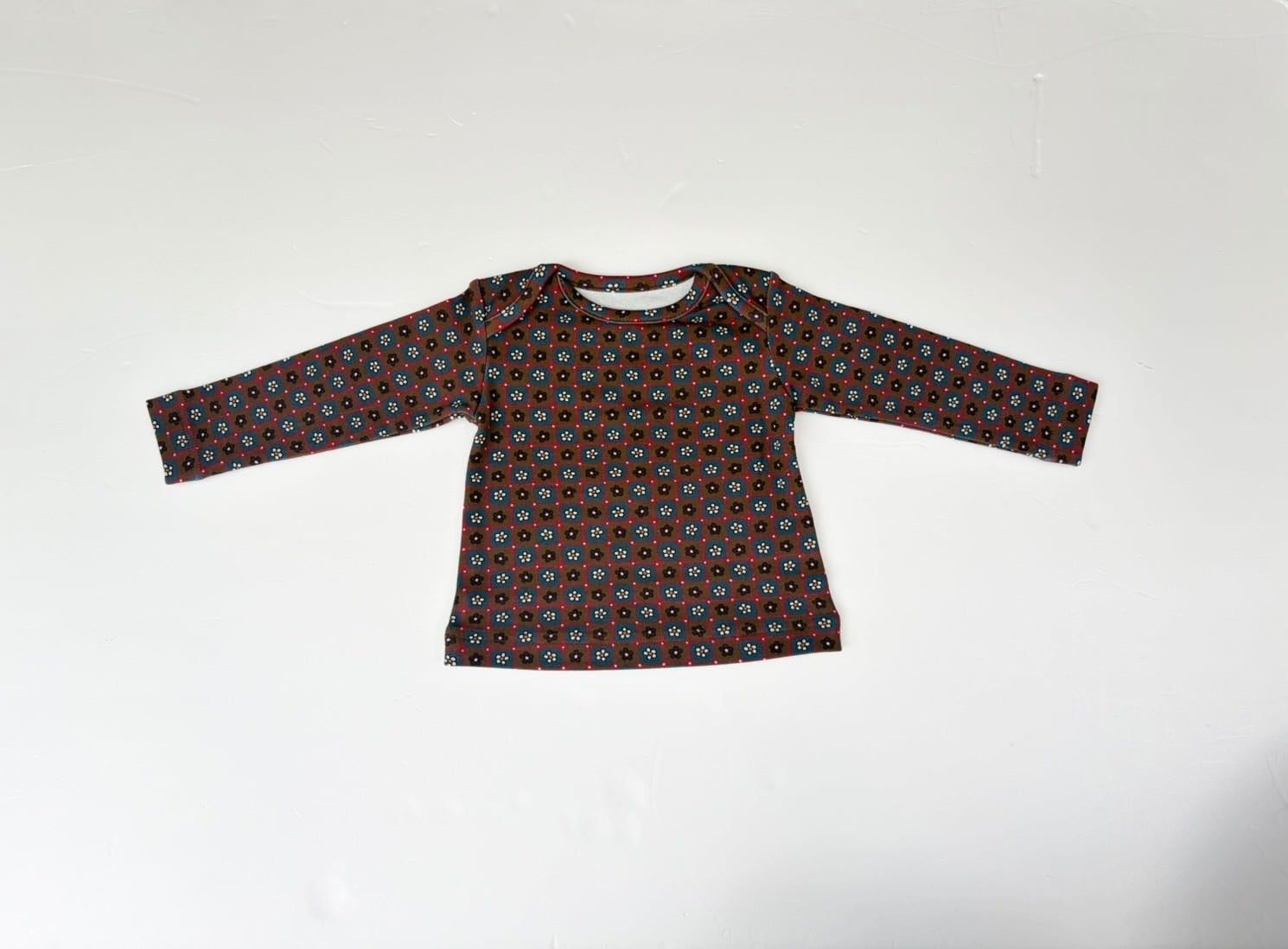 【26AW】&PAL(アンドパル)フラワーTシャツ ボルドー(80/90/100/110/120)