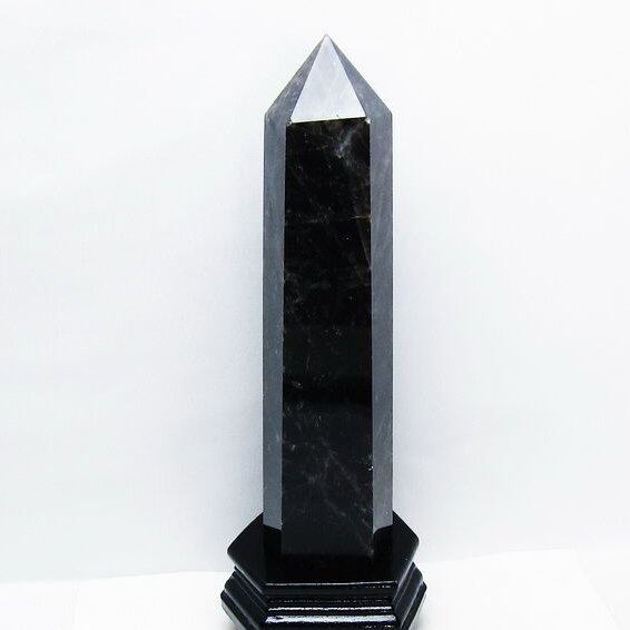 1.9Kg モリオン 黒水晶 六角柱 台座付属 一点物 152-4005