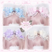 ♡【Sayakadoll Original】お砂糖ジュエル きらめきパールフリルデカリボンヘアクリップ pink ♡
