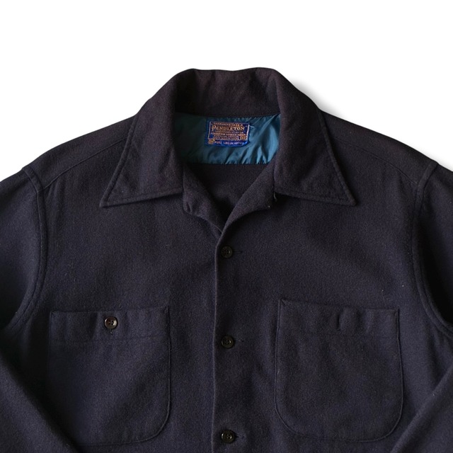 60's USA製 pendleton“プレーン“ボードシャツ ペンドルトン 無地 ネイビー