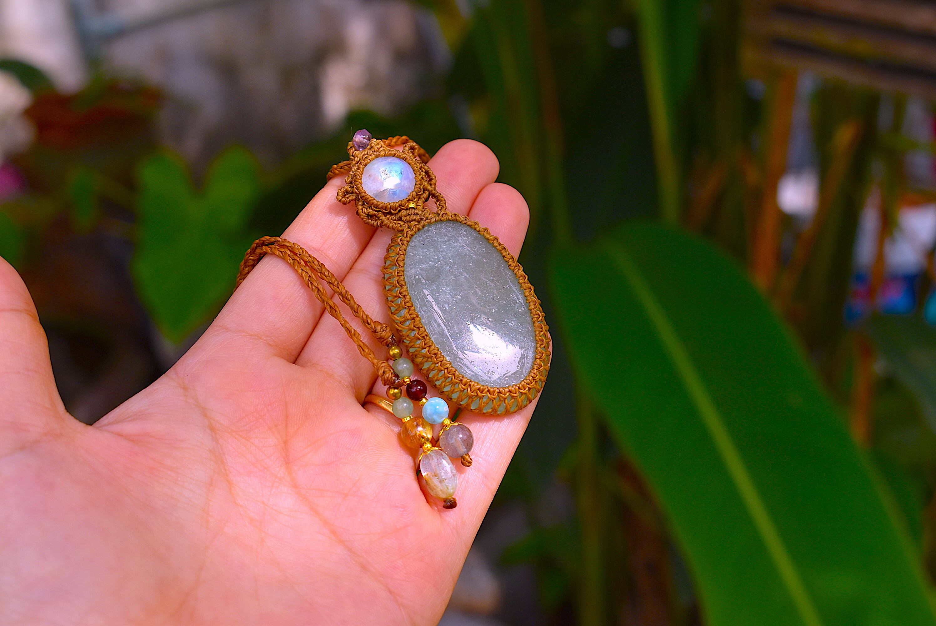 アベンチュリン・トルマリン・セラフィナイトのマクラメ