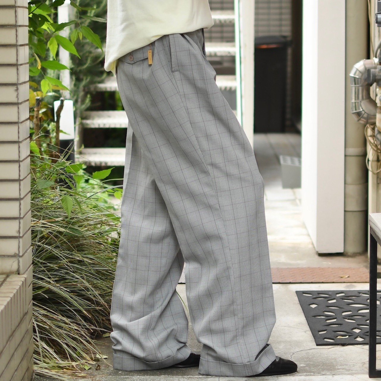 MONOLOGUE glen check wide slacks