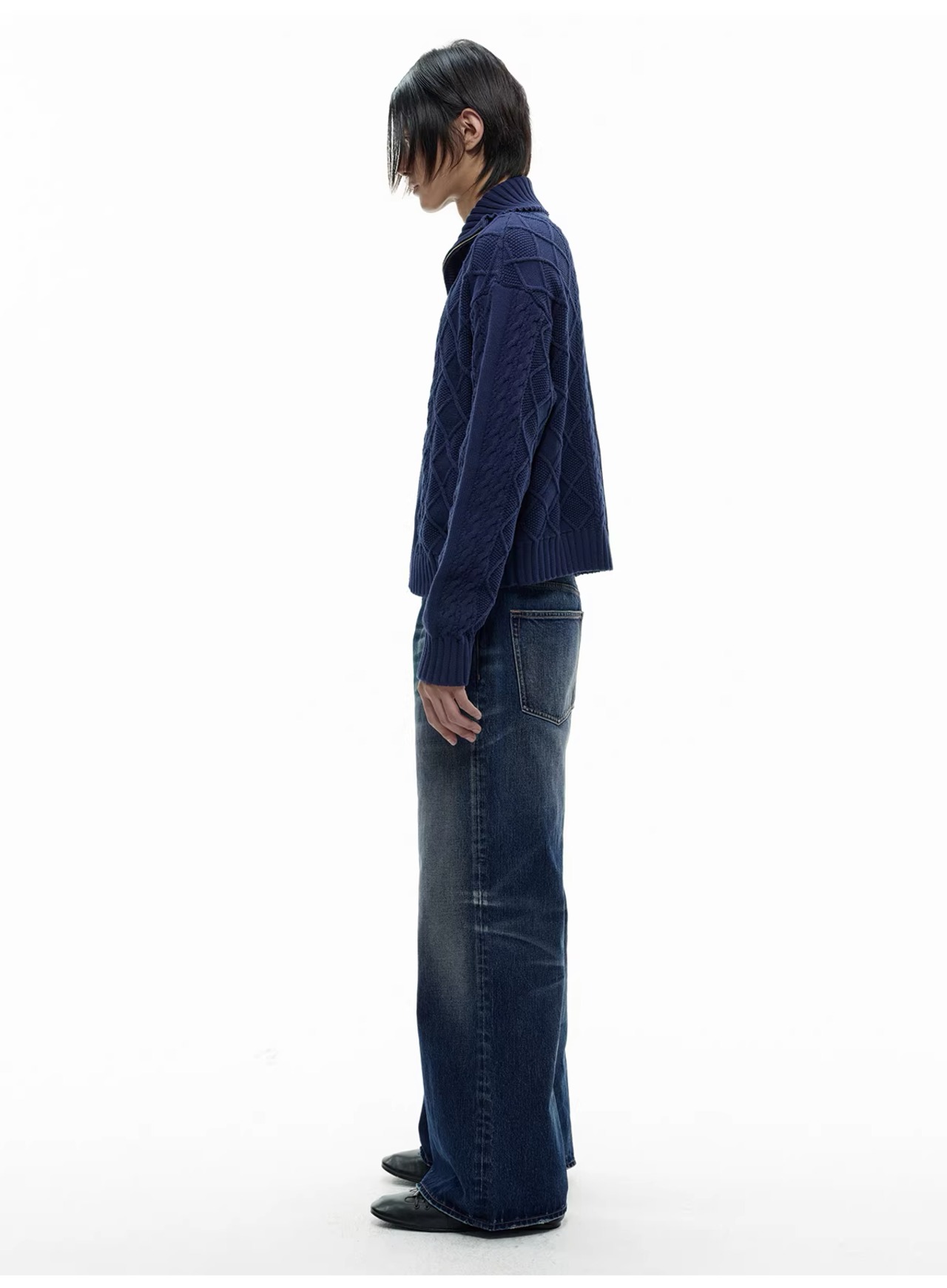 JCAESAR STUDIO Argyle Jacquard Zip Knit