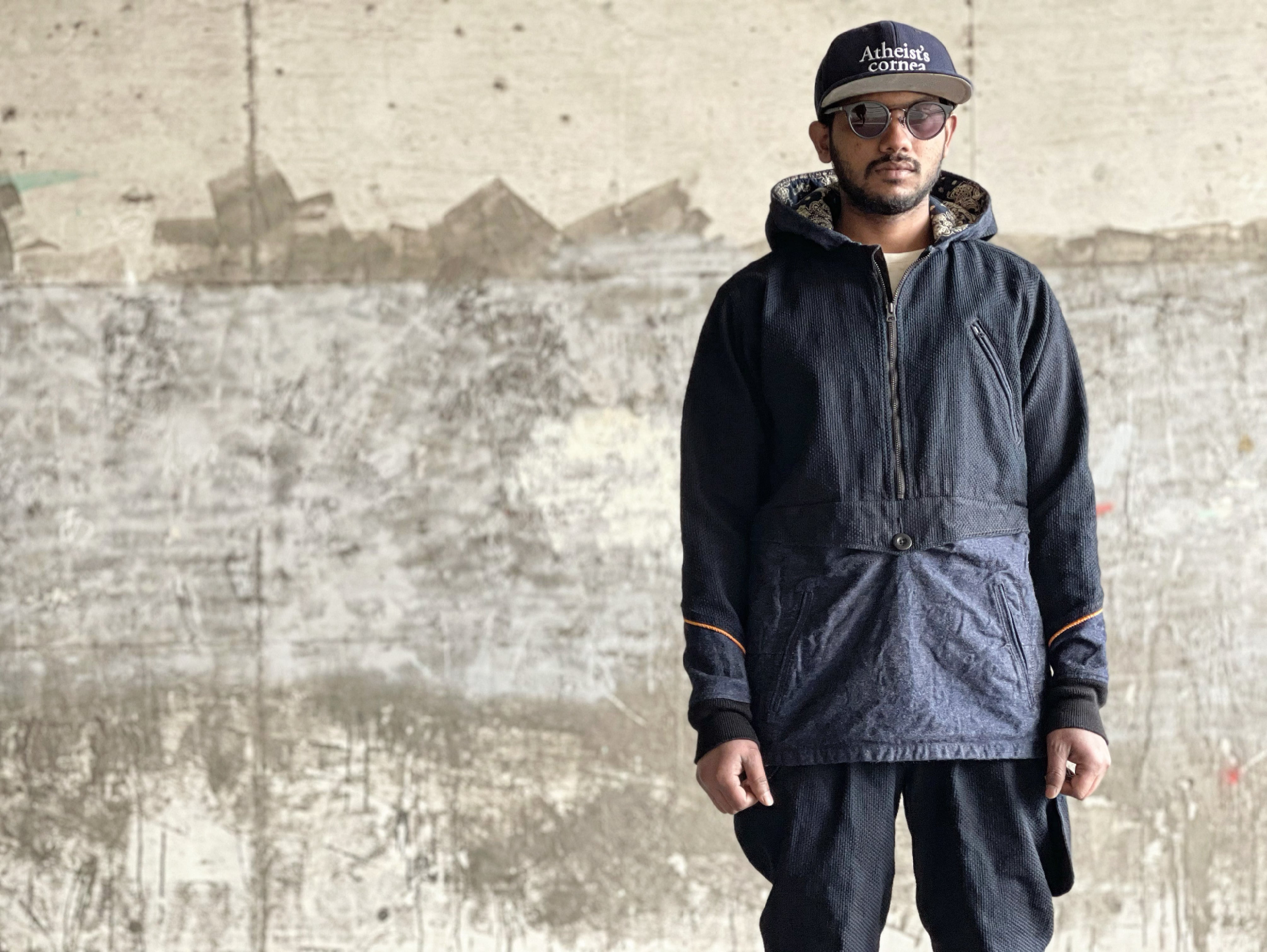 21SS インディゴ刺し子アノラックパーカー / Indigo sashiko anorak