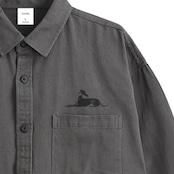 iggy lying down 刺繍 コットンシャツ A0282