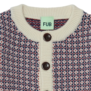 FUB / Baby Nordic Cardigan/ ECRU/ROYAL BLUE/PURE RED