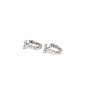 S925 zirconia T-shape  pierce【SILVER】