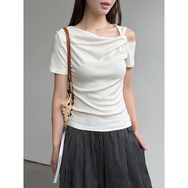 【カットソー】 カットソー レディース おしゃれ 半袖 カットソー tシャツ 春 夏 秋 20代 30代 40代 50代 半袖 レディース トップス 大人 可愛い きれいめ ホワイト 白 ブルー 水色 S M L XL