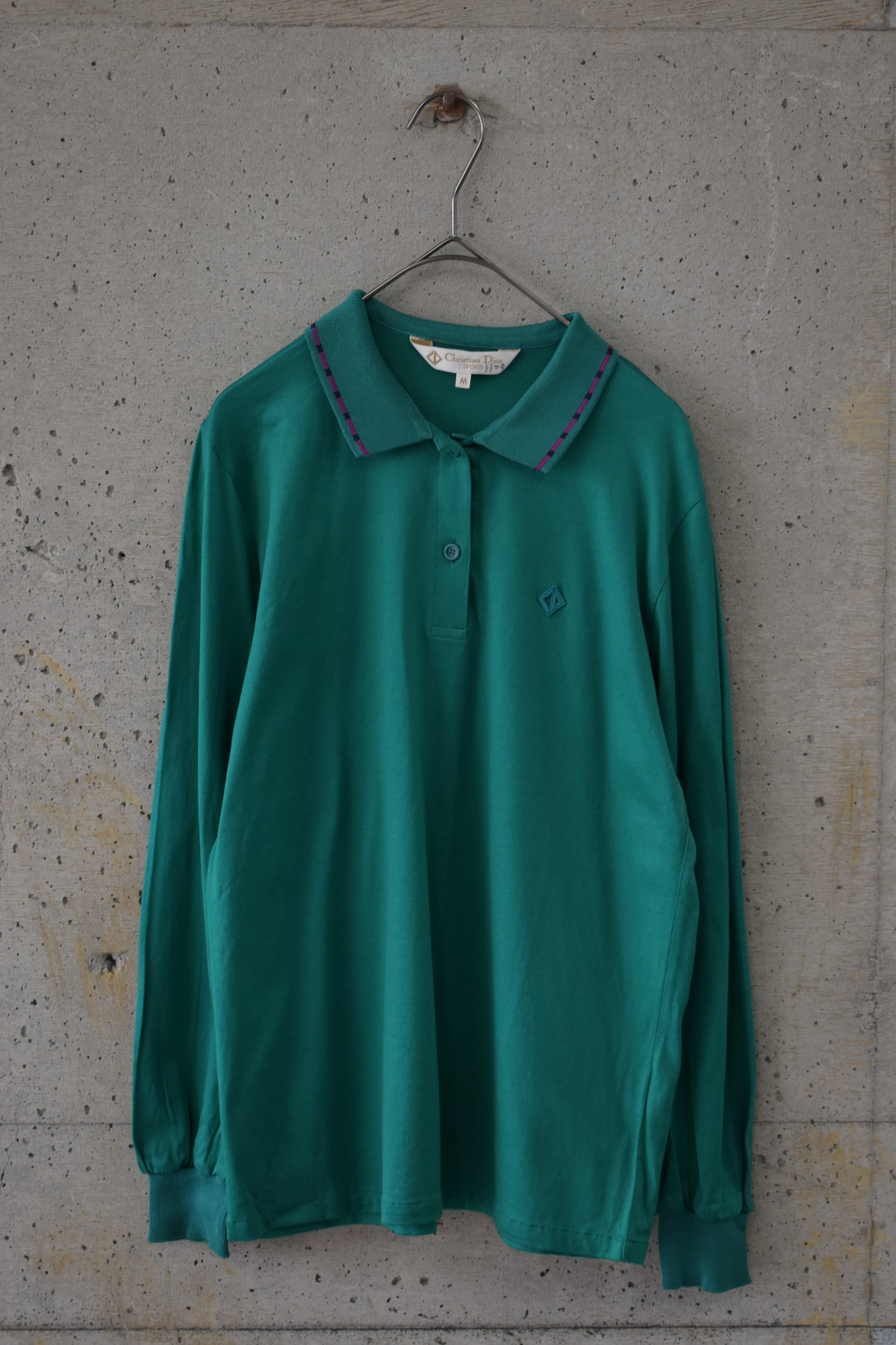 Green long-sleeve polo shirt