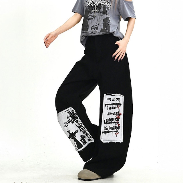 グラフィックパッチボリュームシルエットパンツ 1col R02432