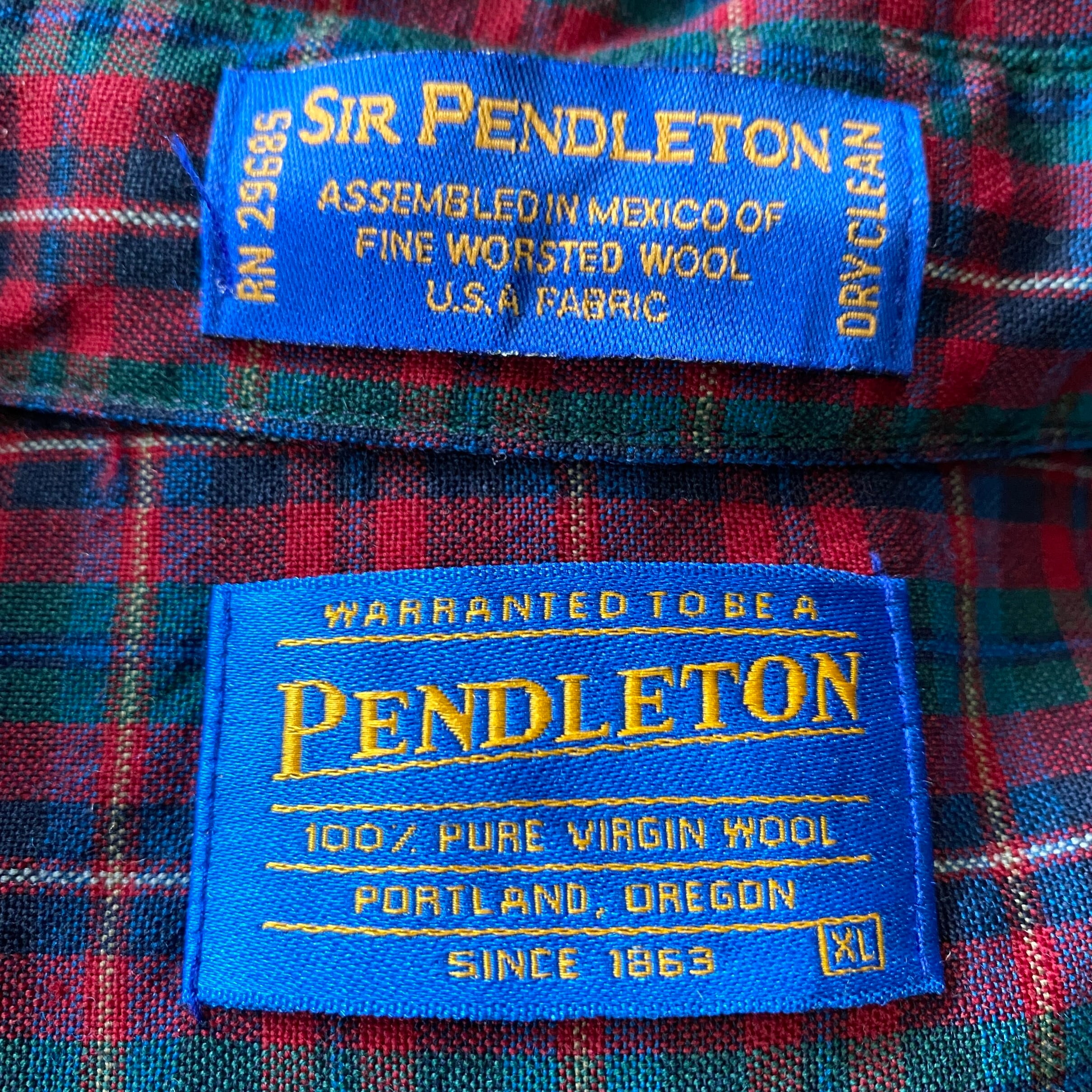 PENDLETON ペンドルトン チェック柄 長袖ウールシャツ メンズXL 古着 