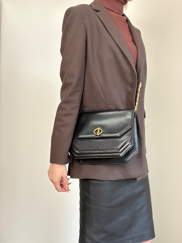 Christian Dior クリスチャン ディオール ショルダーバッグ ブラック CDロゴ レザー チェーン vintage ヴィンテージ オールド n5ndi6