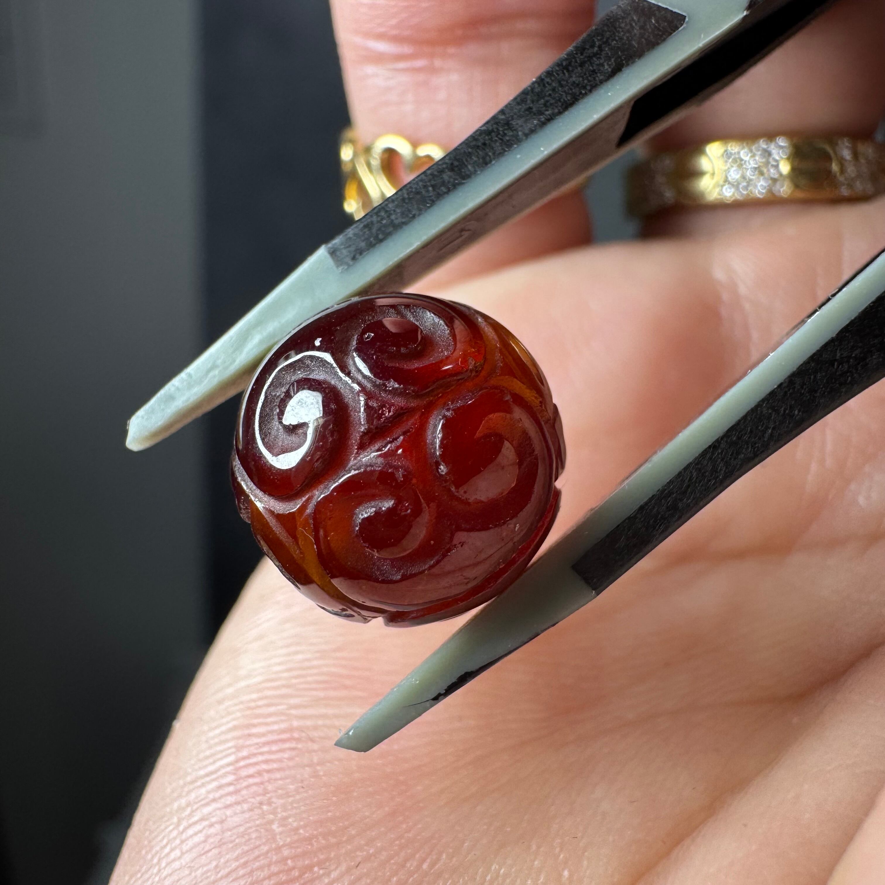 no.A7 ガーネット マニ車・会紋珠 約12.8mm 約3.5mm・貫通穴