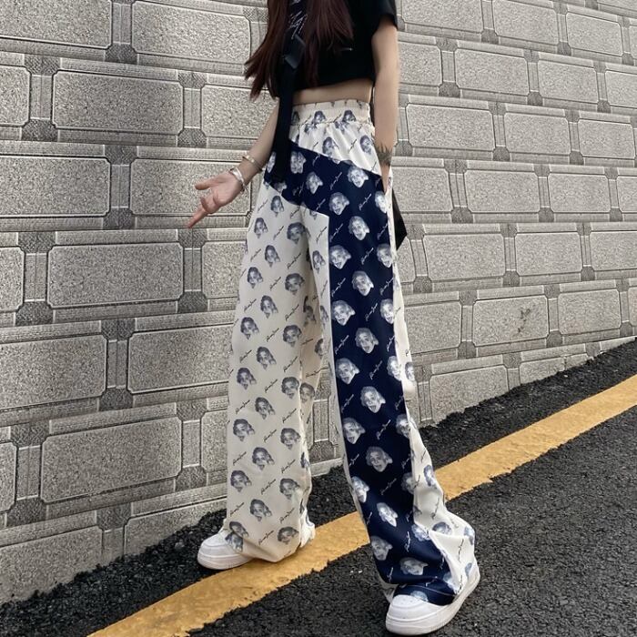 スタイルパンツ ハイウェストウェストカジュアルカラーシフォン ストリート ステッチ ケッペル28821171349