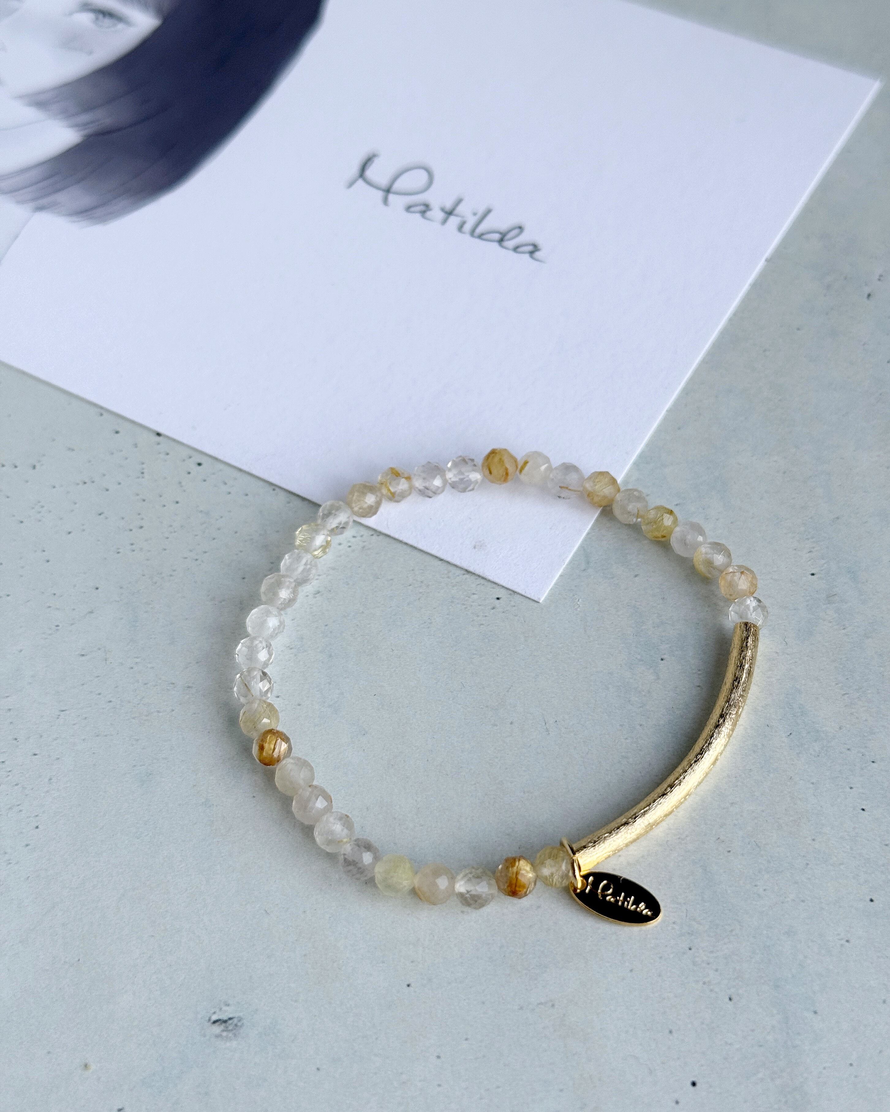 【renewal】Tube & stone bracelet(ルチルクォーツ)