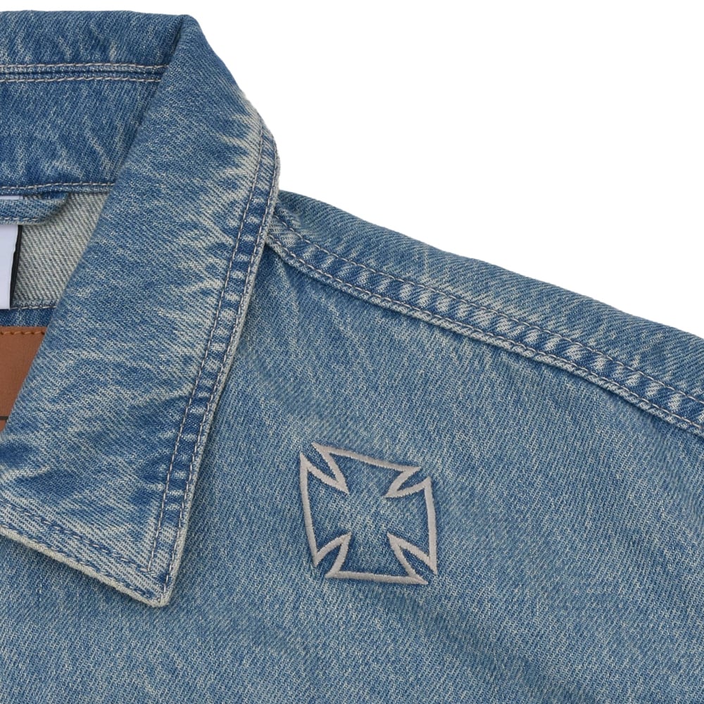 VETEMENTS】BIKER CROSSES ZIP DENIM JACKET | AYIN