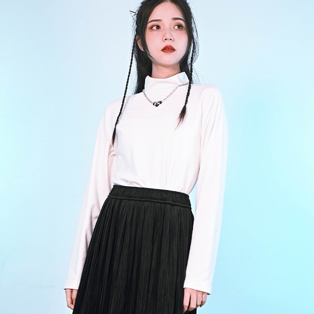 チャイナ風服 チャイナ風服 古怪舎 シャツ ハイネック 長袖 Tシャツ レイヤード 普段着サブカル服 控えめ｜天使と悪魔