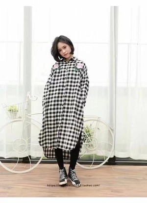 チェックロングシャツ