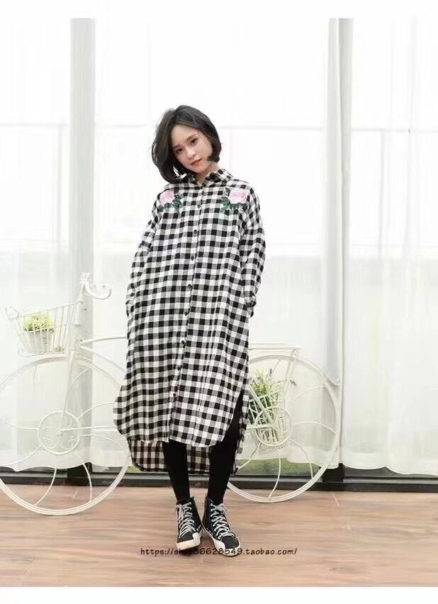 チェックロングシャツ