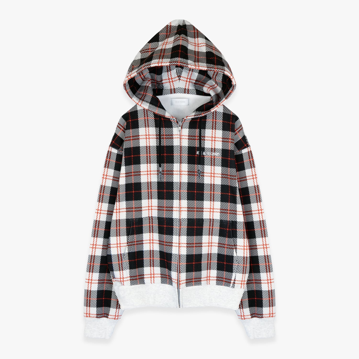 ICE & TECHNO 26SS TARTAN ZIP HOOD (BLACK)