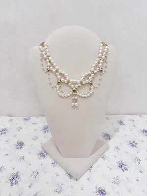 パールリボンネックレス