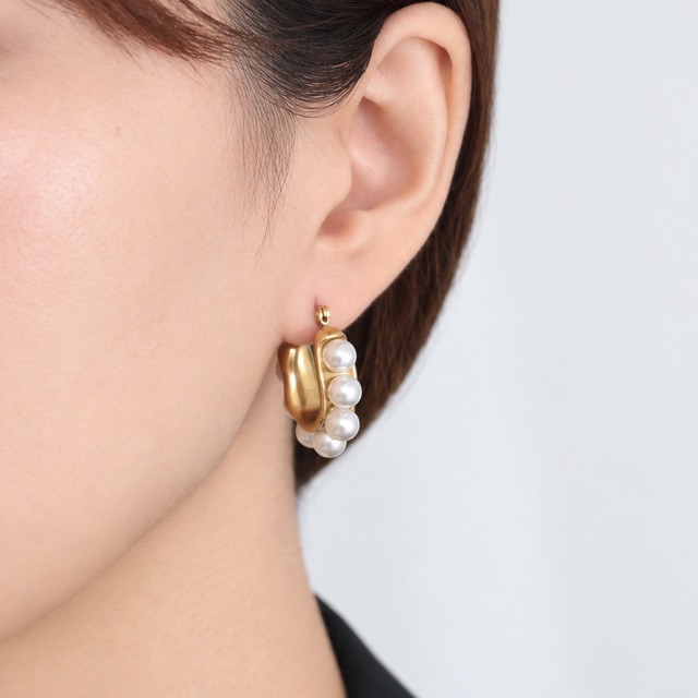 316L glam pearl hoop pierce  #p168