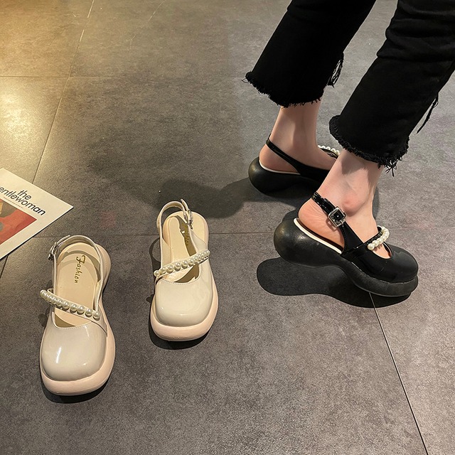 スタイルスタンダードサマーパールシングルレザー 靴 シューズ レトロ 夏物 真珠 部族の婦人靴60013153144