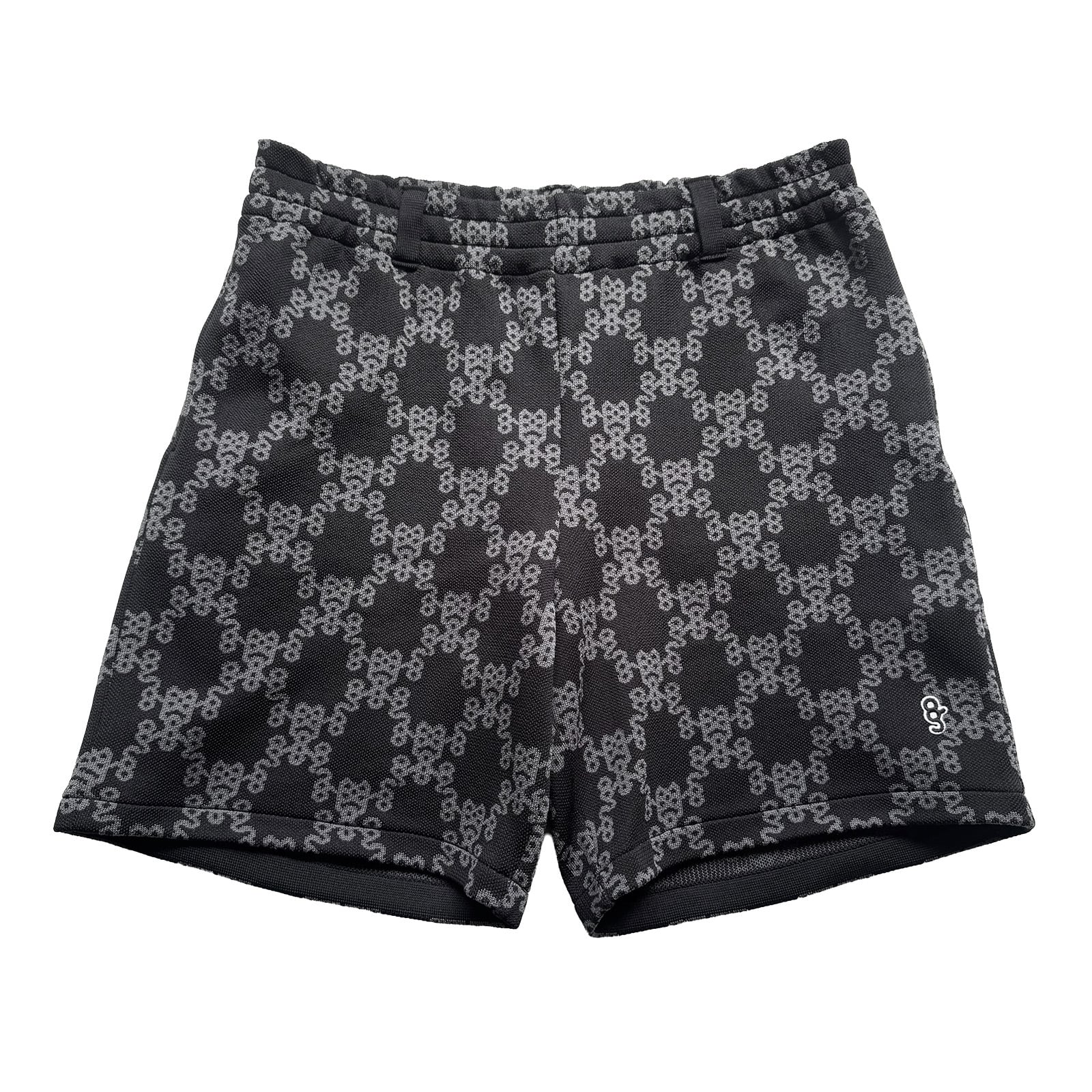 MONOGRAM DOUBLE JACQUARD KNIT SHORTS -BLACK-