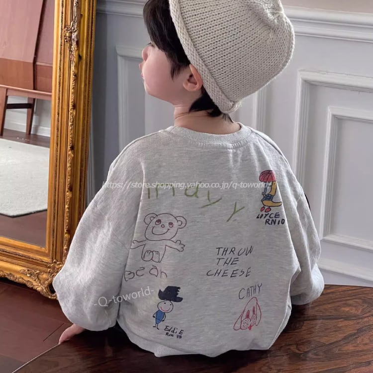 韓国子供服裏毛スウェットトレーナー90cm ペアルック 