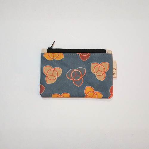 Ashi｜亜紙 Flat Pouch S＊Blue Romduol Flower 花柄 紙ポーチ  バナナ ハンドメイド