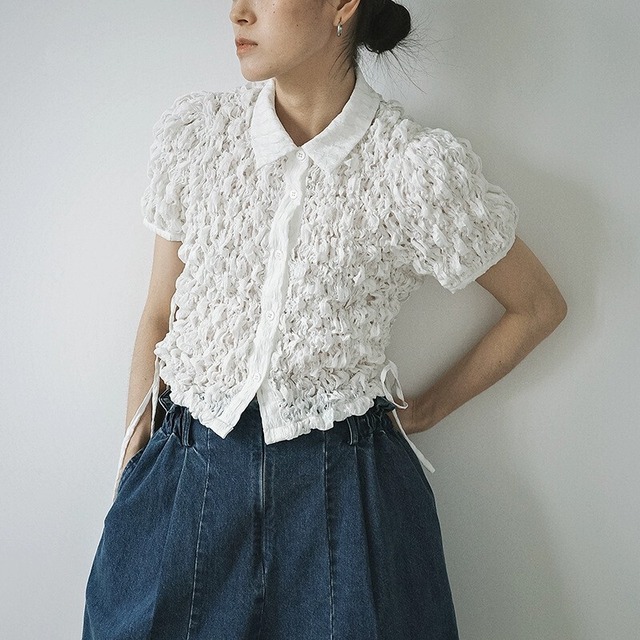 Puff Design Waist-Tie ショートシャツ [26010411]