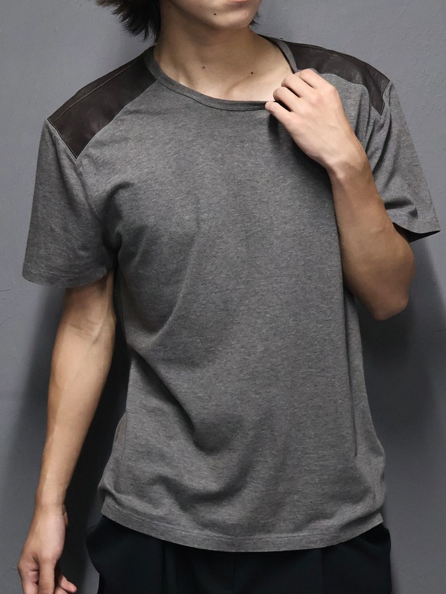 【GUCCI】leather switching t-shirt