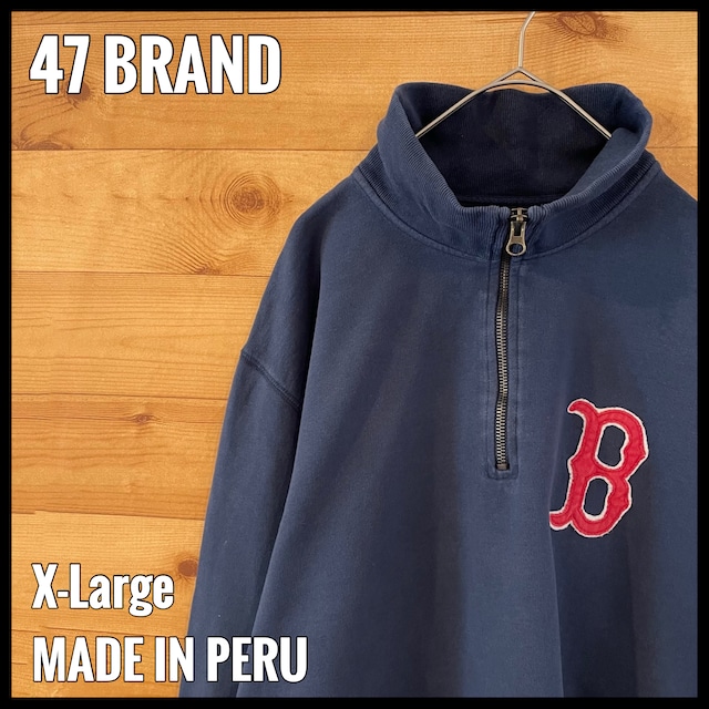 【47BRAND】MLB レッドソックス REDSOX ハーフジップ スウェット プルオーバー 刺繍ロゴ XL ビッグサイズ US古着