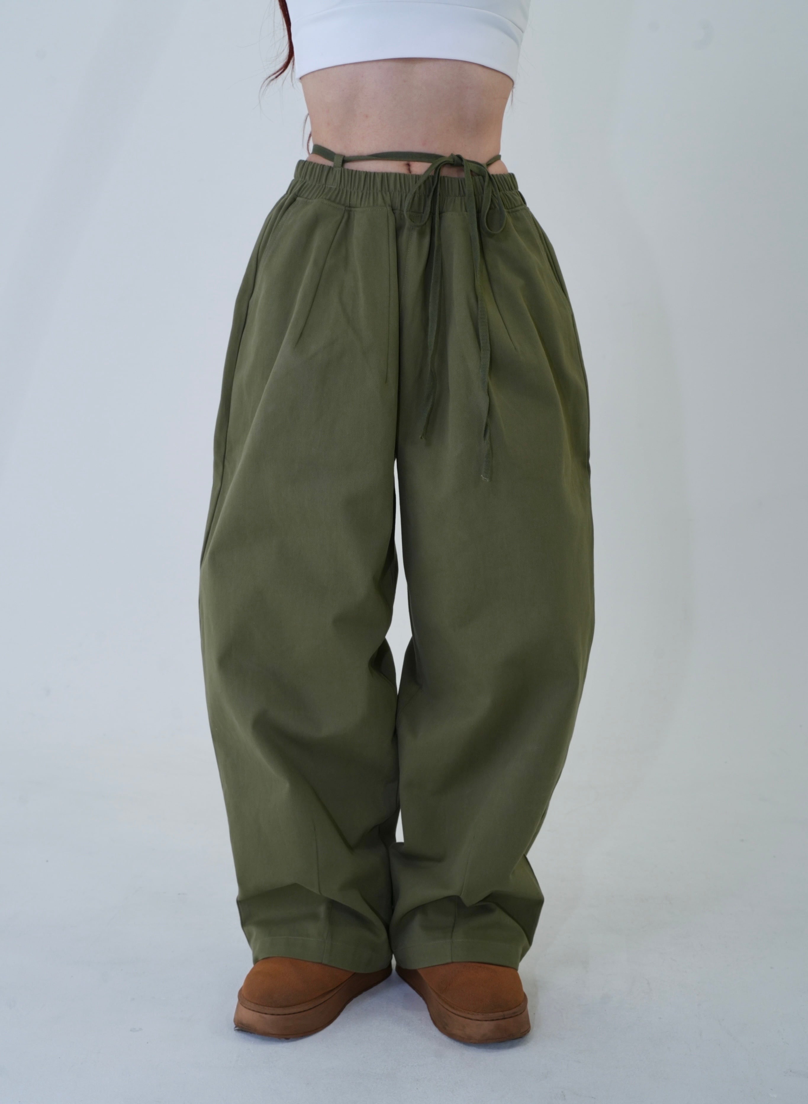 WAIST RIBBON TAPE WIDE PANTS HK-015 | HIICODE.