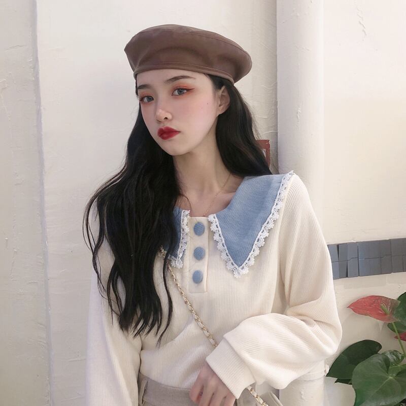 カラーセーター スプリングオータムシャツ スタイルトップス ロング 春物 秋物 試着室40350180220