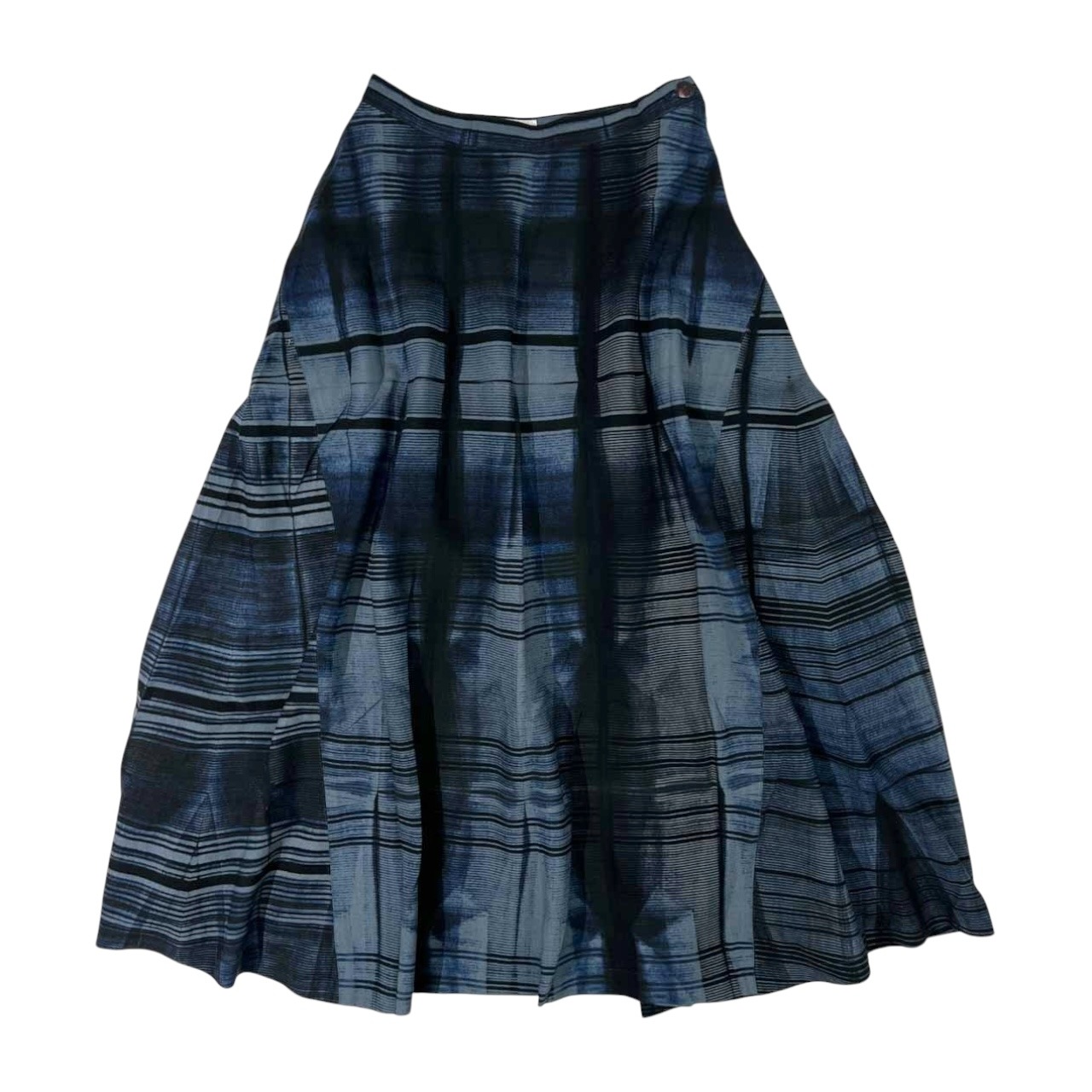 sensounico センソユニコ 染めチェック柄風 フレア ロング スカート サイズ 9 /レディース/ネイビーグレー系×ブラック