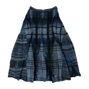 sensounico センソユニコ 染めチェック柄風 フレア ロング スカート サイズ 9 /レディース/ネイビーグレー系×ブラック