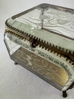 ジュエリーボックス　ベベルガラス　オルモル装飾　植物エッジング　大型　19otd60-3