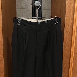 EUROPE VINTEGE BLACK BUCKLE BACK SLACKS ⑧