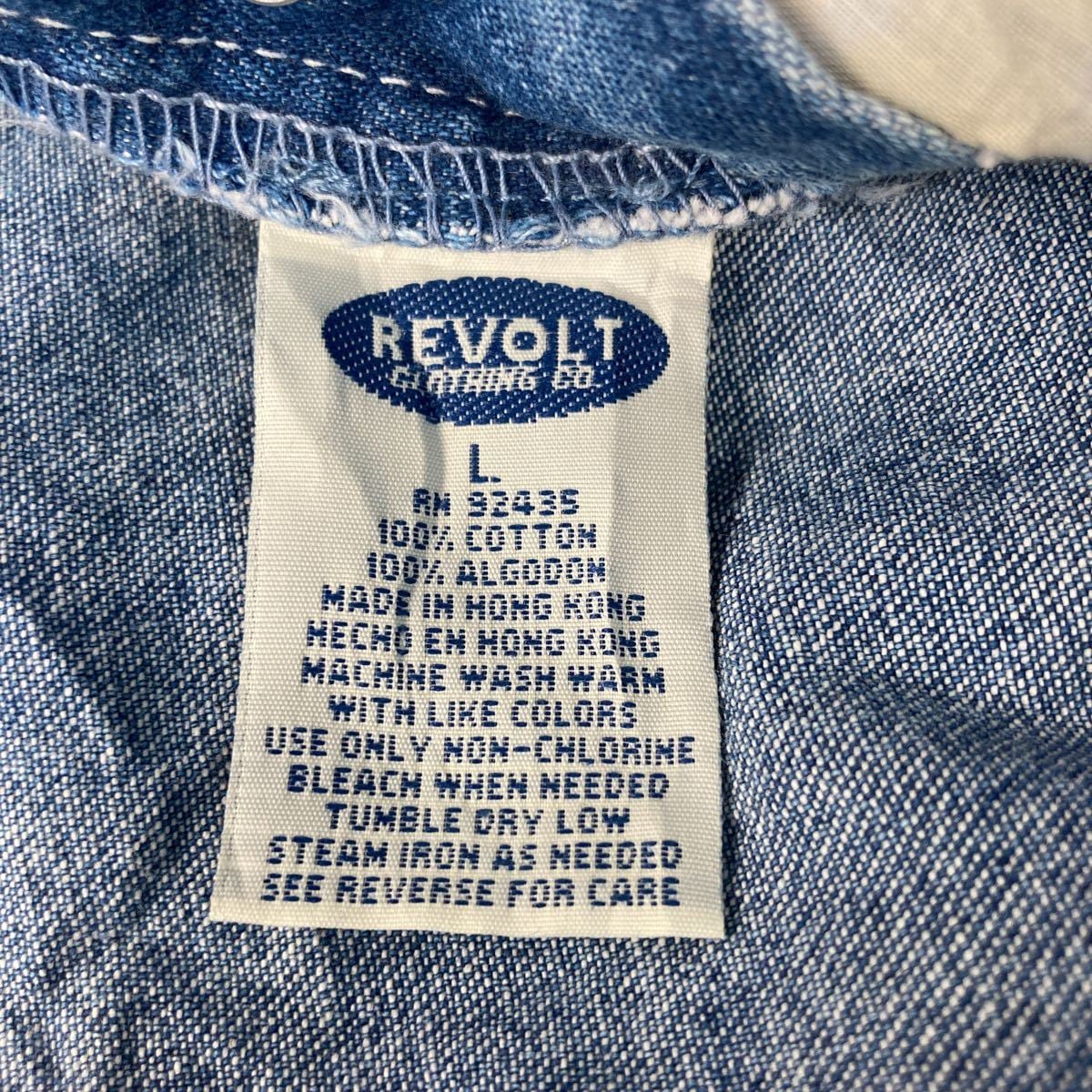 REVOLT デニム オーバーオール レディース L ブルー プリント