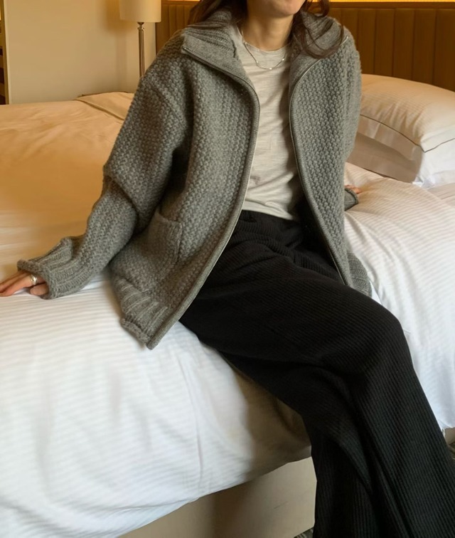 (予約) fl lanel / Bold waffle zip up 2color