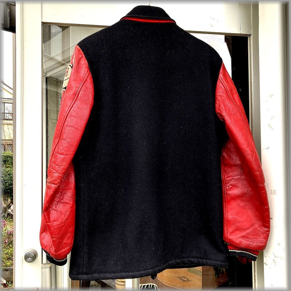 ☆Marguarts SPORTSWEAR ビンテージ 70s 袖革 ロング丈 スタジャン