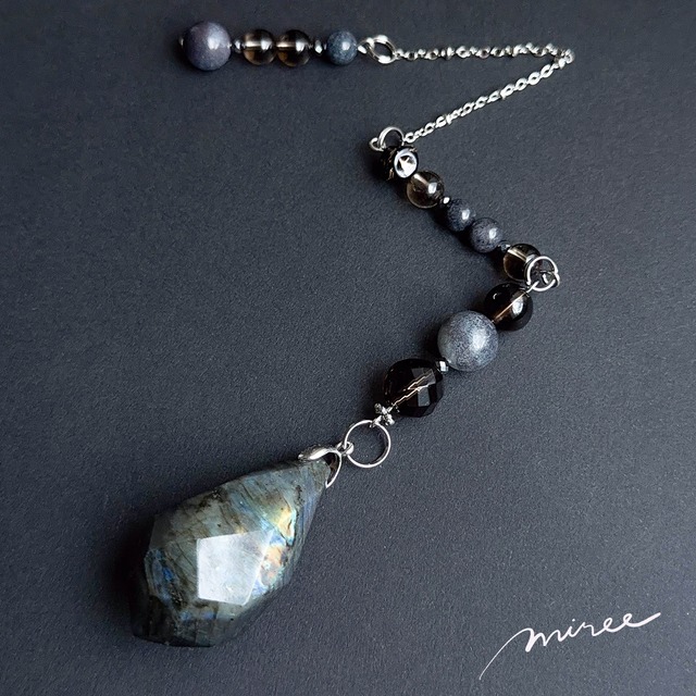 現実を動かすスピリチュアルペンデュラム【ラブラドライト×スモーキークォーツ】labradorite pendulum_128