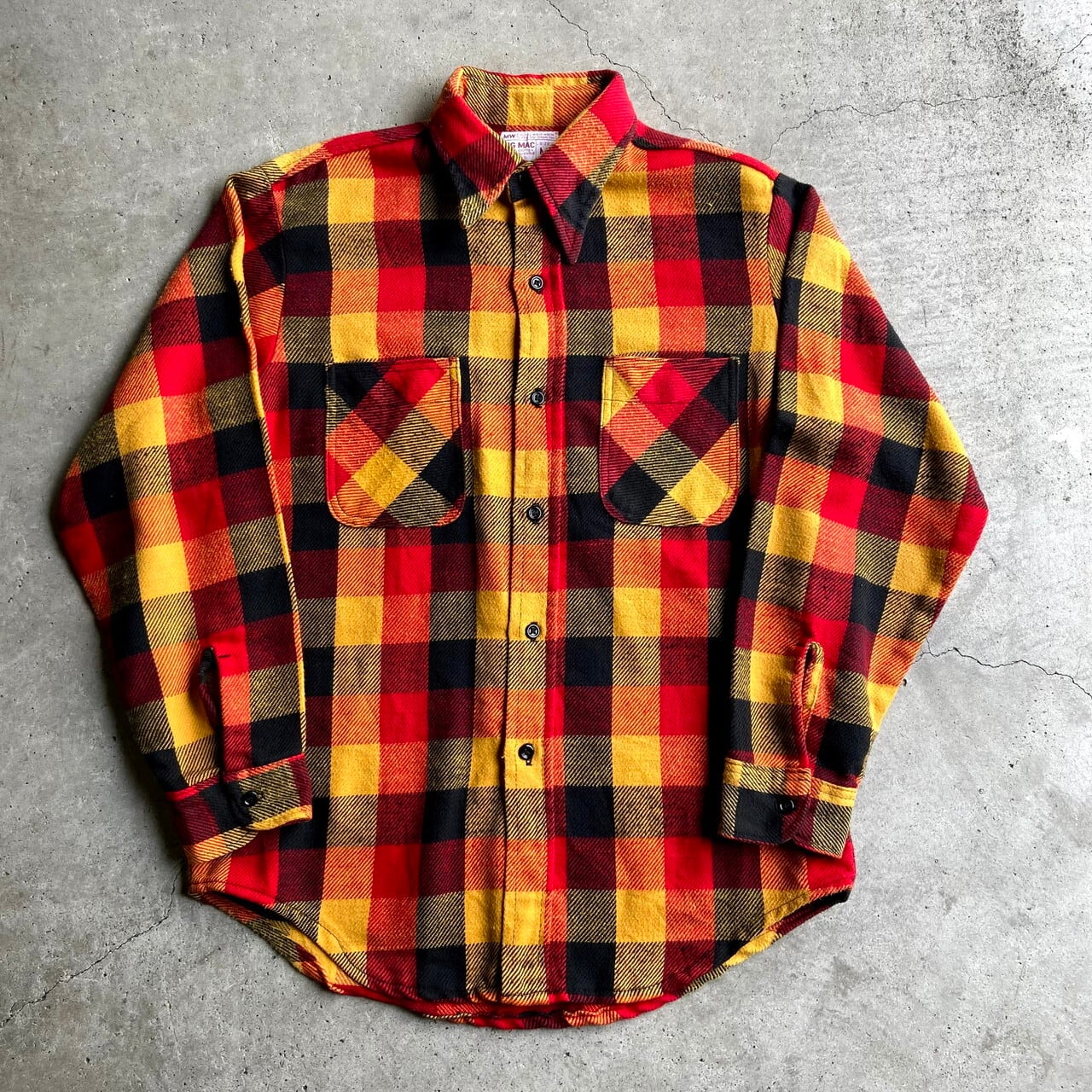 70's BIGMAC ネルシャツ　イエロー 70年代 BIG MAC ビッグマック チェック柄 長袖 ヘビーネルシャツ