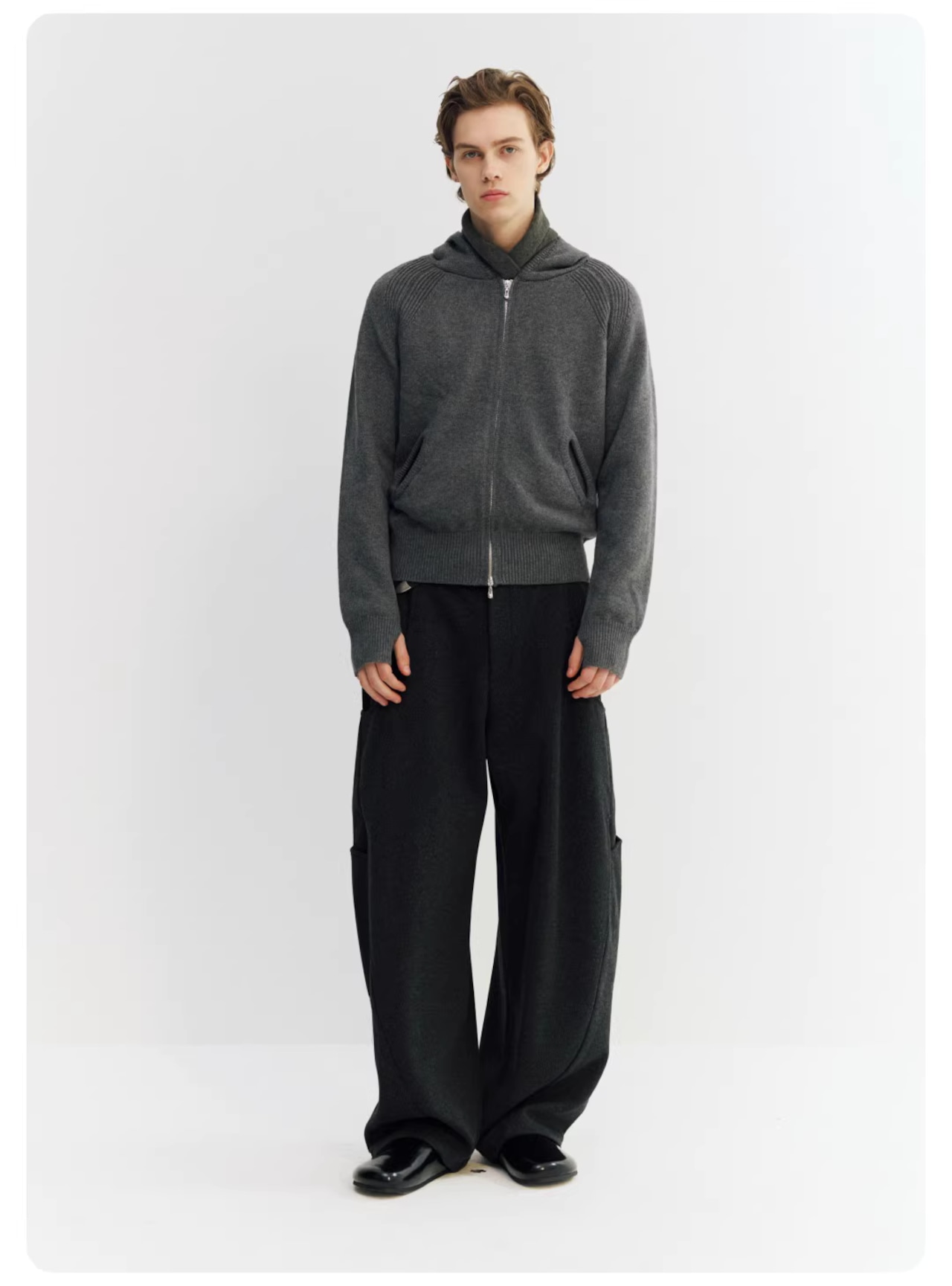 NORYBRAND Wool Hoodie Zip Sweater