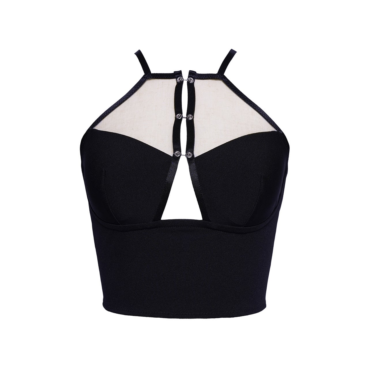ICON HALTER NECK BRALETTE (SHEER) -black-
